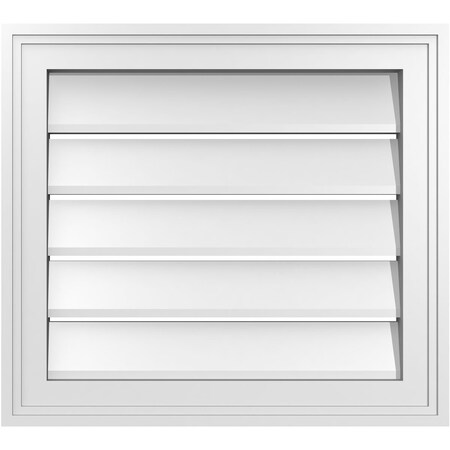 Ekena Millwork Vertical Surface Mount PVC Gable Vent: Functional, w/ 2"W x 1-1/2"P Brickmould Frame, 20"W x 18"H GVPVE20X1802SF